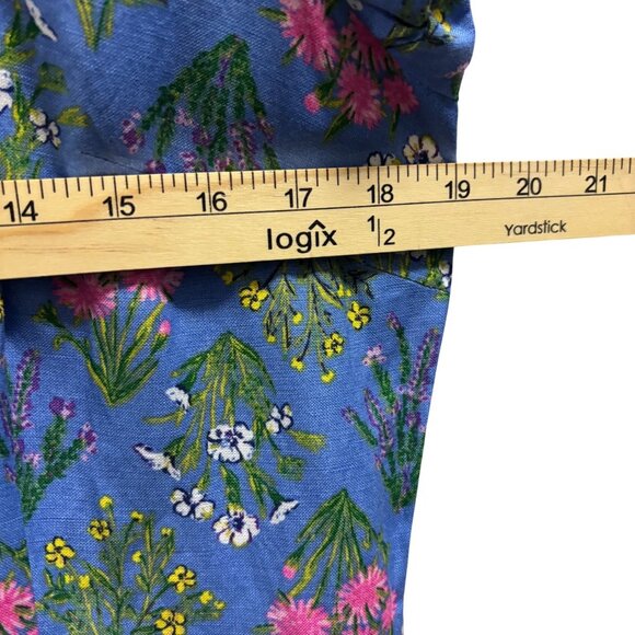 Loft Womens Blue Floral Dress With Puff Sleeves Size 10 - Picture 7 of 9